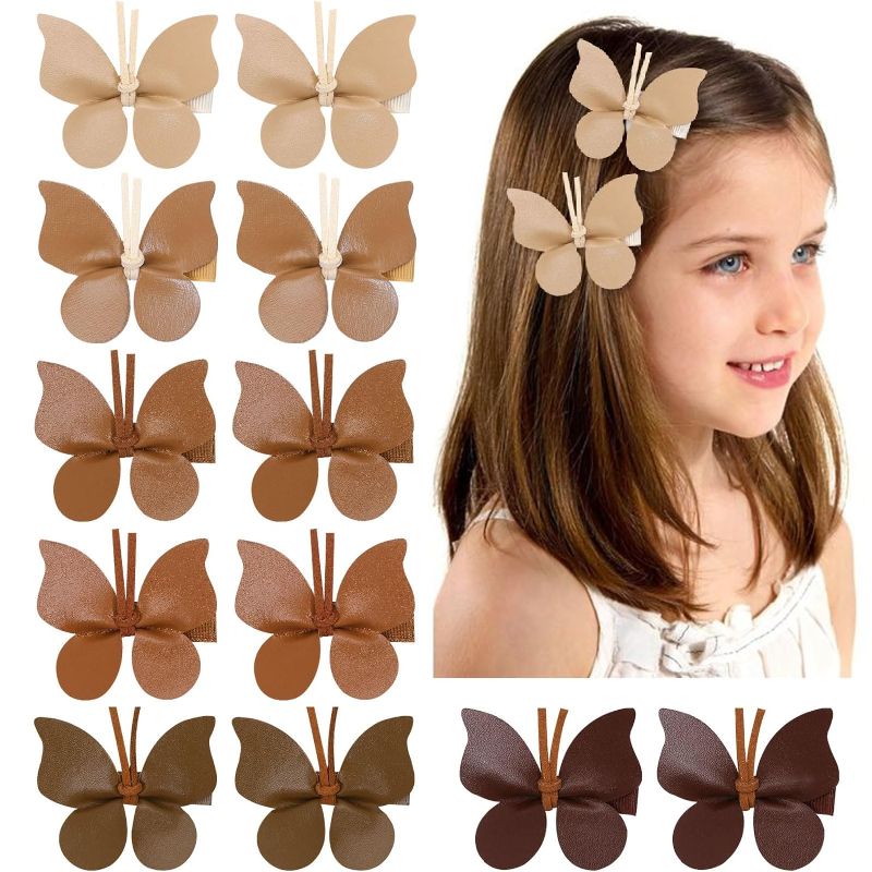 Photo 1 of 12PCS Mini Butterfly Hair Clips,TOKUFAGU Leather Hair Bows With Fully Lined Alligator Clips,Butterfly Hair Barrettes Wedding Hair Accessories for Baby Girls Teens Women Cosplaying
