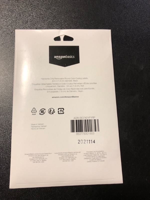 Photo 1 of Amazon Basics Handwrite Only Removable Round Color-Coding Labels, 3/4-Inch diameter, Black