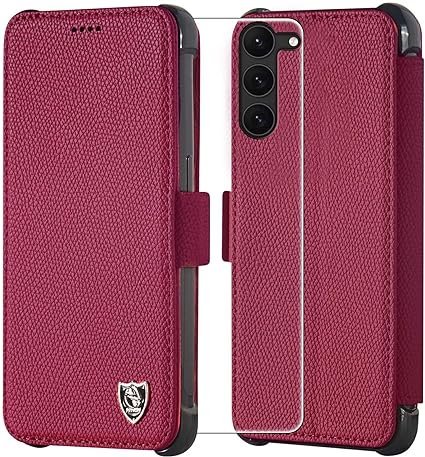 Photo 1 of Wallet Case for Galaxy S23 5G [Credit Card Holder],[RFID Blocking], Shockproof Leather Flip Phone Case with Screen Protector Film Magnetic Clasp Kickstand Protective Cover,Plum