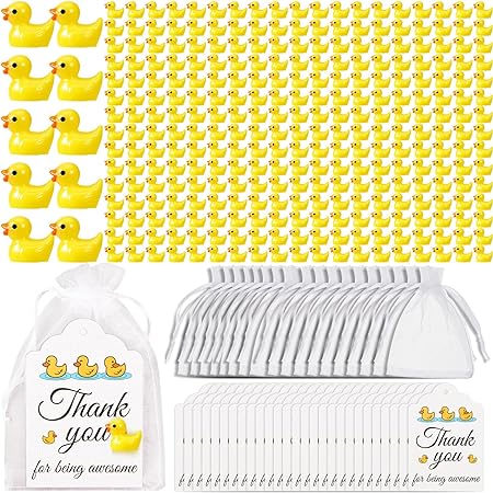 Photo 1 of 180 PCS Inspirational Gift Set Thank You Gifts in Bulk Mini Resin Duck Thank You Cards Organza Bags Pocket Favors for Students Coworkers Nurse Day Teacher Kids Employee (Yellow,Classic