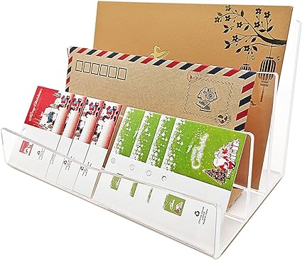 Photo 1 of Acrylic Desk Organizer, 3 Compartment File Mail Sorter, Multifunctional Desktop Manager for Office Files, Envelopes, Paper, Notebook Storage

