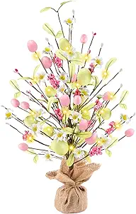 Photo 1 of Easter Decorations 17 Inch Lighted Easter Egg Tree, Easter Centerpiece Table Decorations Easter Tree for Easter Spring Decor Home Indoor