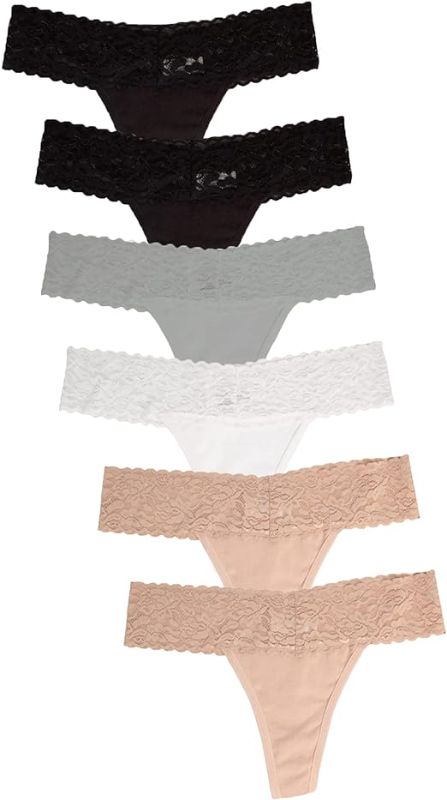 Photo 1 of Jo & Bette Lace Thongs for Women - 6 or 12 Pack G String Thongs - Cotton Thongs Underwear Women Seamless No Show Panties Sexy   MED 