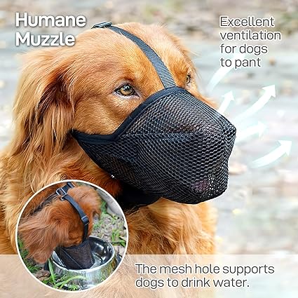 Photo 1 of Dog Muzzle?Adjustable Puppy Muzzles?Soft Mesh Muzzle?Anti Biting, Barking and Chewing,Ajustable and Breathable?Nylon Mesh Dog Muzzle with Overhead Strap   MED 