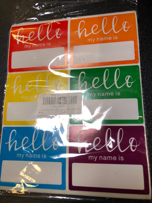 Photo 2 of 60 Pcs Hello My Name is Bright Stickers Colorful Trendy Name Badge Tags 3 × 2-1/2 Inch - 6 Color Per Sheet (10 Sheets) Style 2 60 Stickers