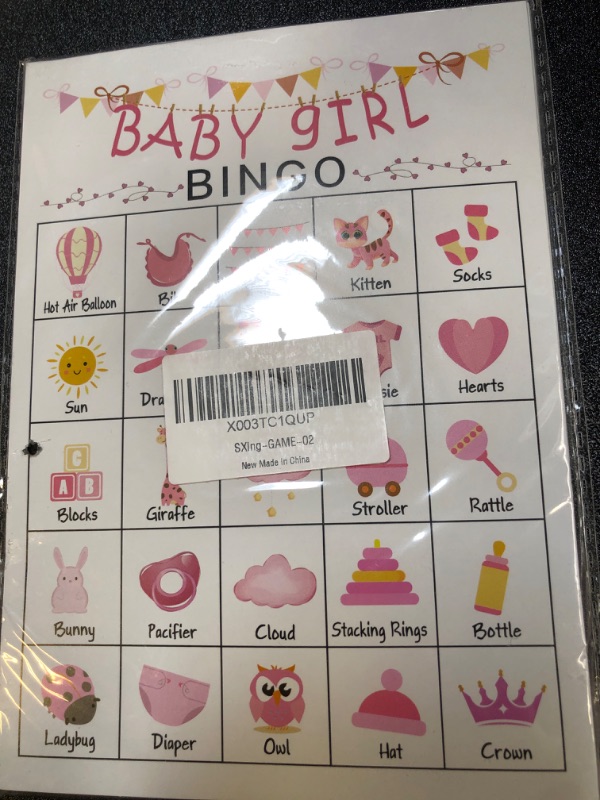 Photo 1 of Baby Girls Bingo Game for Baby Shower Games, Gender Reveal Party Supplies, Pink Baby Shower Game, Kids Bingo Game Cards for 24 People - GAME-02