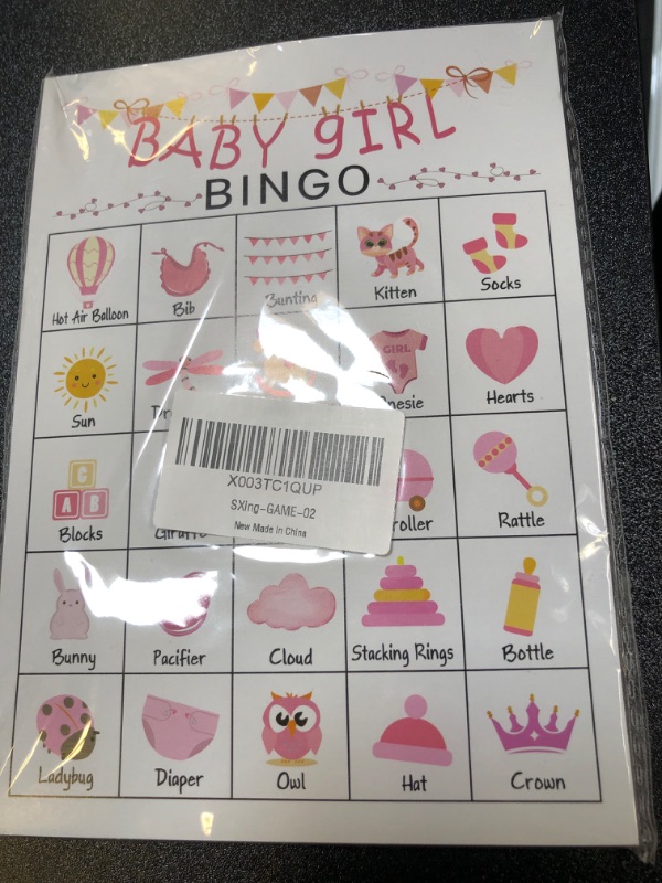 Photo 2 of Baby Girls Bingo Game for Baby Shower Games, Gender Reveal Party Supplies, Pink Baby Shower Game, Kids Bingo Game Cards for 24 People - GAME-02