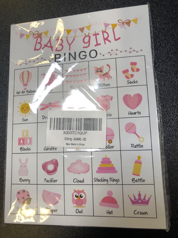 Photo 2 of Baby Girls Bingo Game for Baby Shower Games, Gender Reveal Party Supplies, Pink Baby Shower Game, Kids Bingo Game Cards for 24 People - GAME-02