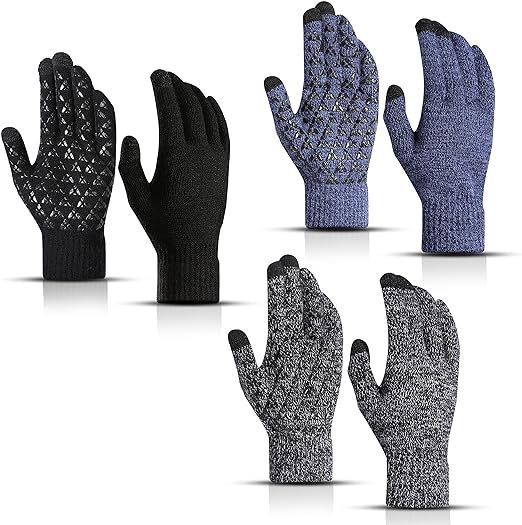 Photo 1 of EcoNour Glove for Winter | 3 Pair Snow gloves with Fleece Lining | Featured with Windproof Cuff and Silicone Grip | Driving Glove with Touchscreen Utility | Gadget-Friendly Unisex Gloves
