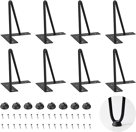 Photo 1 of 10 Inch Hairpin Table Legs, 8PCS Hairpin Furniture Legs Heavy Duty Metal Table Legs 2 Rods for Cabinet Legs, Sofa Legs, Coffee Table Legs, Desk Legs,Nightstand,  BLACK