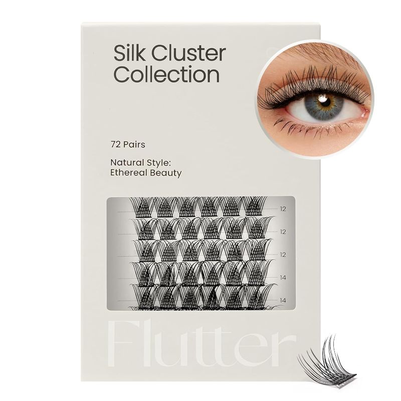 Photo 1 of  Silk Cluster Lashes, DIY Individual Eyelashes At Home Extensions, Lightweight and Minimal for Subtle Look, Natural Lashes for Home and Everyday, 72 Lash Clusters Ethereal Beauty, D-8-16 MIX
