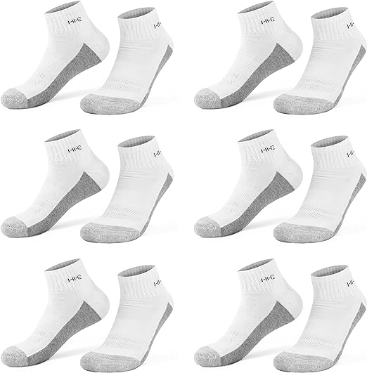Photo 1 of Mens 6-Pack Running Socks Ankle Socks Quarter Low Cut Moisture Wicking Comfort Cushioned Athletic Socks,YH230703-White
SIZE 8-12.5