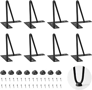 Photo 1 of 10Inch Hairpin Table Legs, 8PCS Hairpin Furniture Legs Heavy Duty Metal Table Legs 2 Rods for Cabinet Legs, Sofa Legs, Coffee Table Legs, Desk Legs,Nightstand, Chairs, BLACK