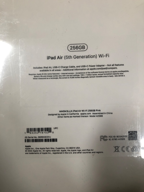 Photo 5 of Apple iPad Air (5th Generation): with M1 chip, 10.9-inch Liquid Retina Display, 256GB, Wi-Fi 6, 12MP front/12MP Back Camera, Touch ID, All-Day Battery Life (FACTORY SEALEDS, NEW)