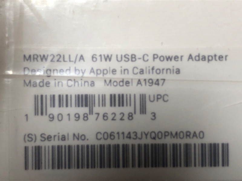 Photo 3 of Apple 61W USB-C Power Adapter