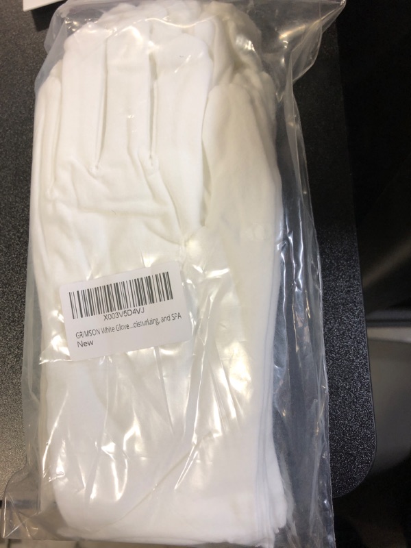 Photo 2 of GRIMSON White Gloves - 6 Pairs for Inspection, Photo, Jewelry, Silver Coin, Archive, Serving, Costume - Cotton Gloves for Women and Men, Perfect for Dry Hands, Eczema, Moisturizing, and SPA 6-pairs