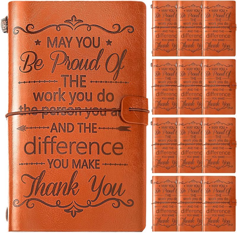 Photo 1 of 12 Pieces Thank You Gifts Leather Journals Appreciation Gifts Inspirational Notebooks May You Proud of the Work You Do Gifts for Teachers Students Team Employee Volunteer
