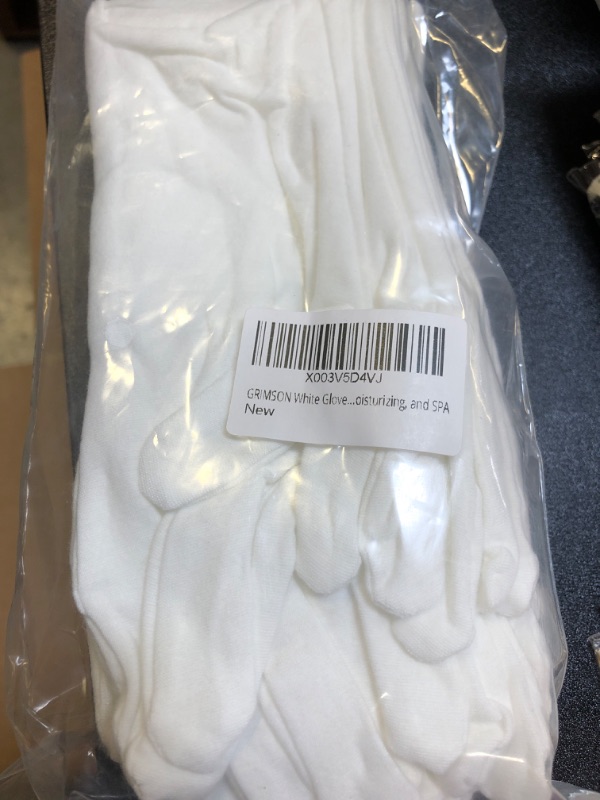 Photo 2 of GRIMSON White Gloves - 6 Pairs for Inspection, Photo, Jewelry, Silver Coin, Archive, Serving, Costume - Cotton Gloves for Women and Men, Perfect for Dry Hands, Eczema, Moisturizing, and SPA 6-pairs