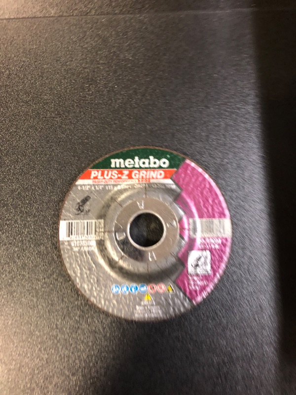 Photo 2 of  METABO 655785000 PLUS-Z GRINDING WHEEL 4-1/2" X 1/4" X 5/8"-11 TYPE 27