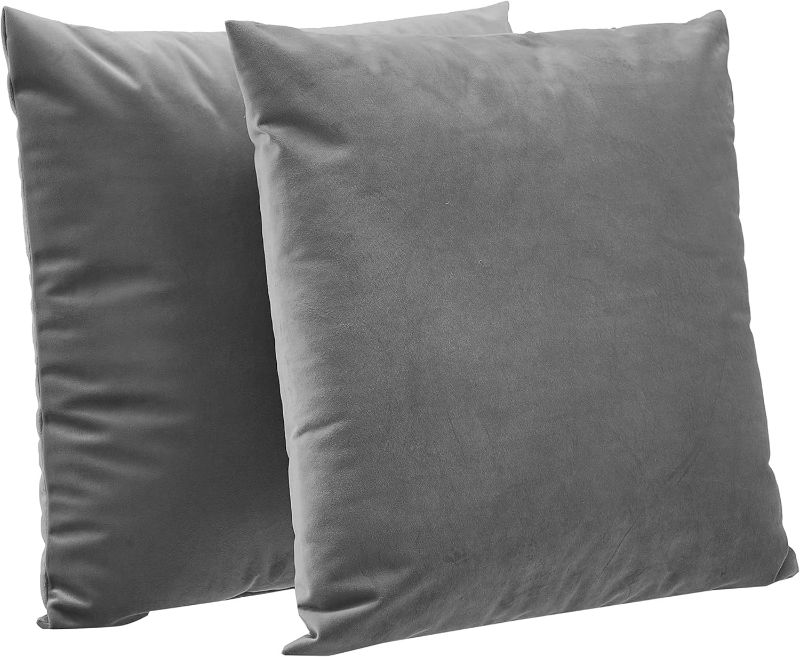 Photo 1 of Amazon Basics 2-Pack Dark Grey Velvet Fleece Decorative Throw Pillows - 18" Square
