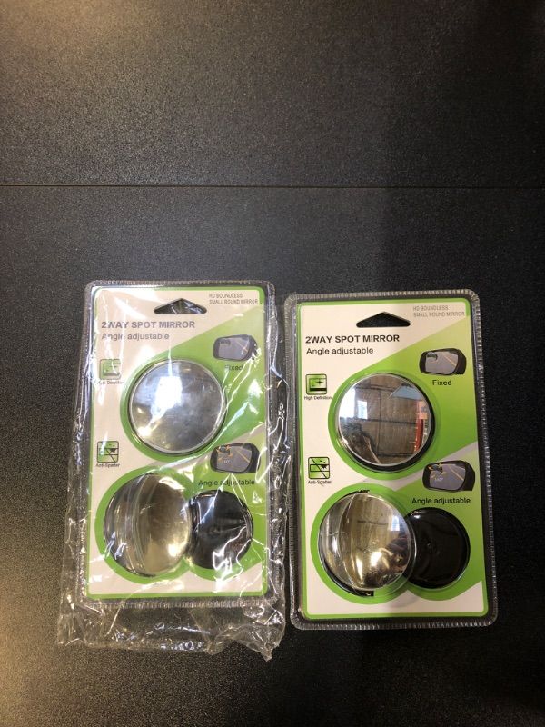 Photo 1 of 2 pcs Blind Spot Mirrors, 2" Round HD Glass Convex 360° Wide Angle Side Rear View Mirror with ABS Housing for Cars SUV and Trucks, Black, Pack of 2
