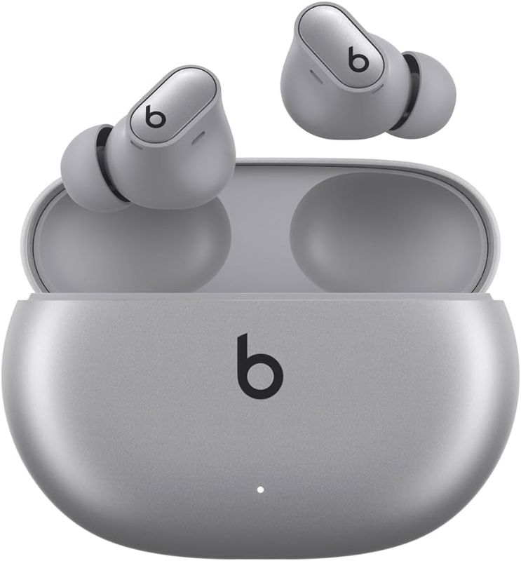 Photo 1 of Beats Studio Buds + | True Wireless Noise Cancelling Earbuds, Enhanced Apple & Android Compatibility, Built-in Microphone, Sweat Resistant Bluetooth Headphones, Spatial Audio - Cosmic Silver
