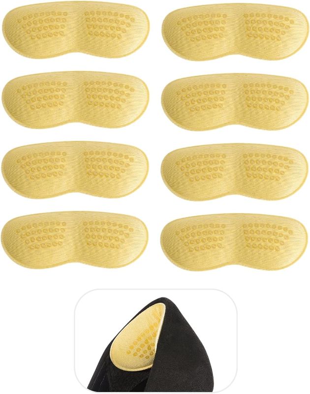 Photo 1 of Anti-Slip Heel Grips, FootJKYX Liner Cushions Inserts for Women Men, Heel Pads for Shoes Too Big, Prevent Rubbing Blisters Heel Slipping. (4 Pair Apricot)
