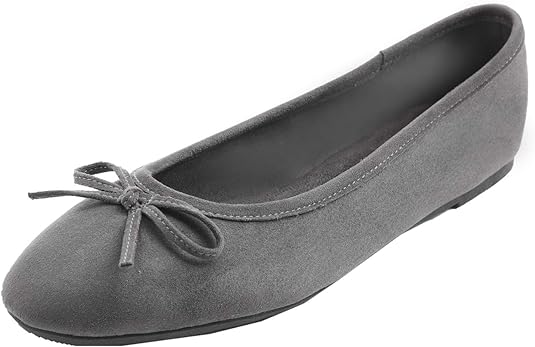 Photo 1 of FEVERSOLE Women's Ultra Soft Colorful Memory Foam Cushioned Faux Suede Home Ballet Flats. Size 7. Light Grey
