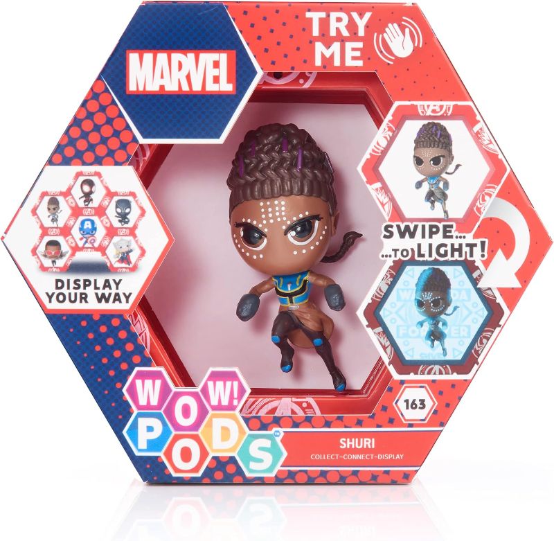 Photo 1 of WOW! PODS Avengers Collection - Black Panther Shuri | Superhero Light-Up Bobble-Head Figure | Official Marvel Collectable Toys & Gifts
