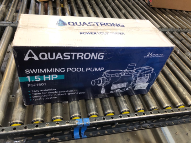 Photo 3 of AQUASTRONG 1.5 HP In/Above Ground Pool Pump with Timer, 220V, 8100GPH, High Flow, Powerful Self Primming Swimming Pool Pumps with Filter Basket