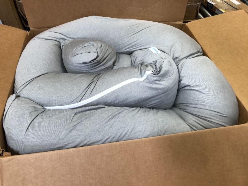 Photo 1 of QUEEN ROSE Extra Long U Shaped Body Pillow, Cooling Pregnancy Pillows for Sleeping, 65 Inch Full Body Support Maternity Pillow for Adults, Support for Back, Hip, Legs for Pregnant Women, Grey Cooling Silky - Grey 65in