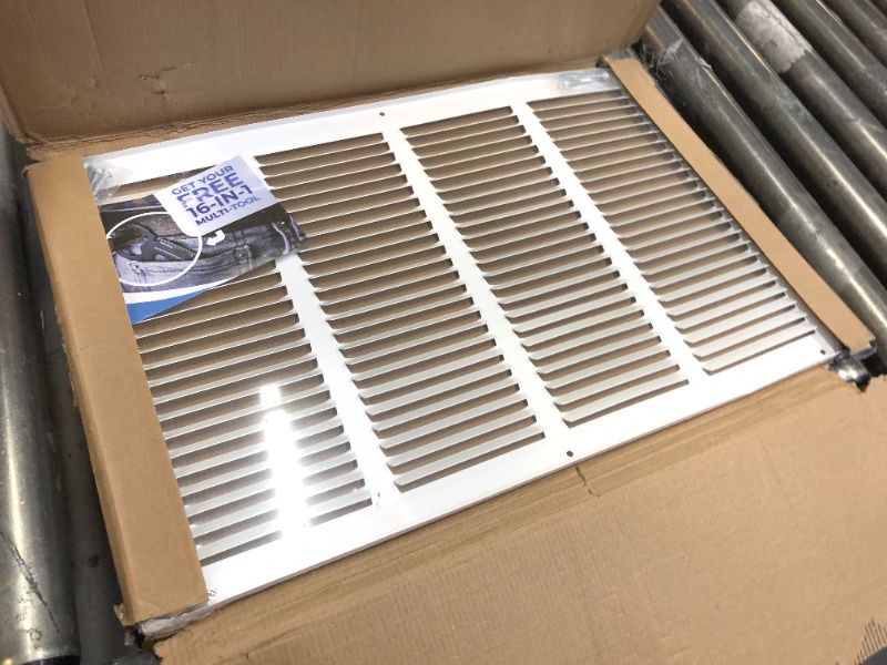 Photo 2 of 20" x 12" Return Air Grille - Sidewall and Ceiling - HVAC Vent Duct Cover Diffuser - White [Outer Dimensions: 21.75w X 13.75"h] 20" x 12" White