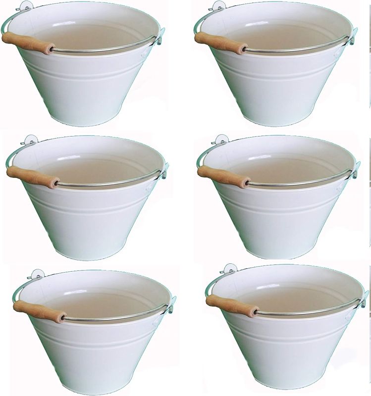 Photo 1 of 6 Pack,Size 10"x 9" H, Color White Quality Metal Bucket, 1.7 Gallons 6-Pack
