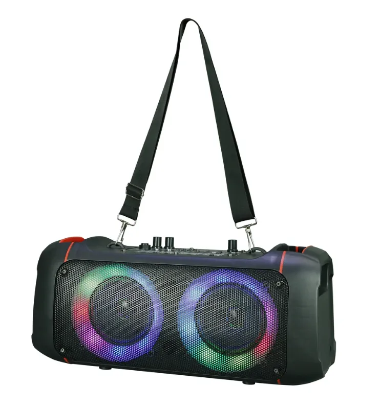 Photo 1 of MPD421-ROCKER PORTABLE BLUETOOTH SPEAKER WITH DIFFERENT LED LIGHT MODES, SHOULDER STRAP, MIC & REMOTE
