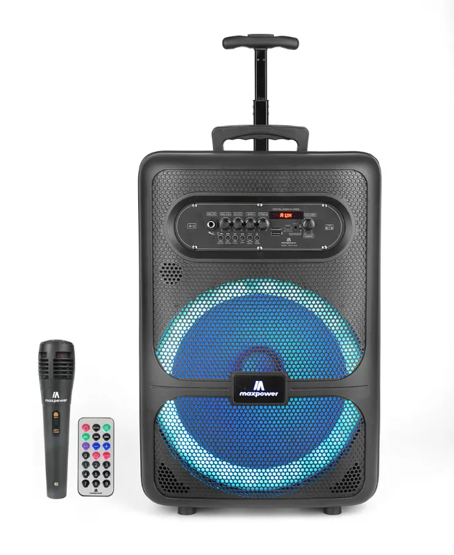 Photo 1 of MPD1223-ROAR Portable Sound System -Bluetooth Multi LED Light Speaker Set Perfect for Indoor and Outdoor - PA Speaker System with Remote, Microphone and Speaker Stand
