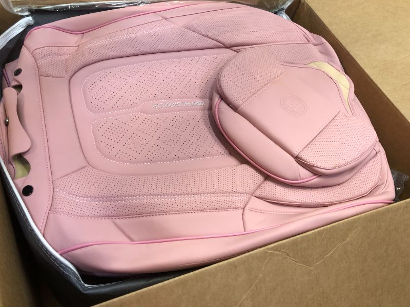 Photo 3 of NS YOLO Full Coverage Faux Leather Car Seat Covers Universal Fit for Cars,SUVs and Pick-up Trucks with Waterproof Leatherette in Auto Interior Accessories Pink Full Set