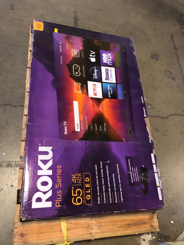 Photo 3 of Roku 65" Plus Series 4K Dolby Vision HDR10+ QLED Smart RokuTV with Voice Remote Pro, Striking 4K Resolution, Automatic Brightness, Dolby Vision and HDR10+ Plus Series QLED 4K 65"