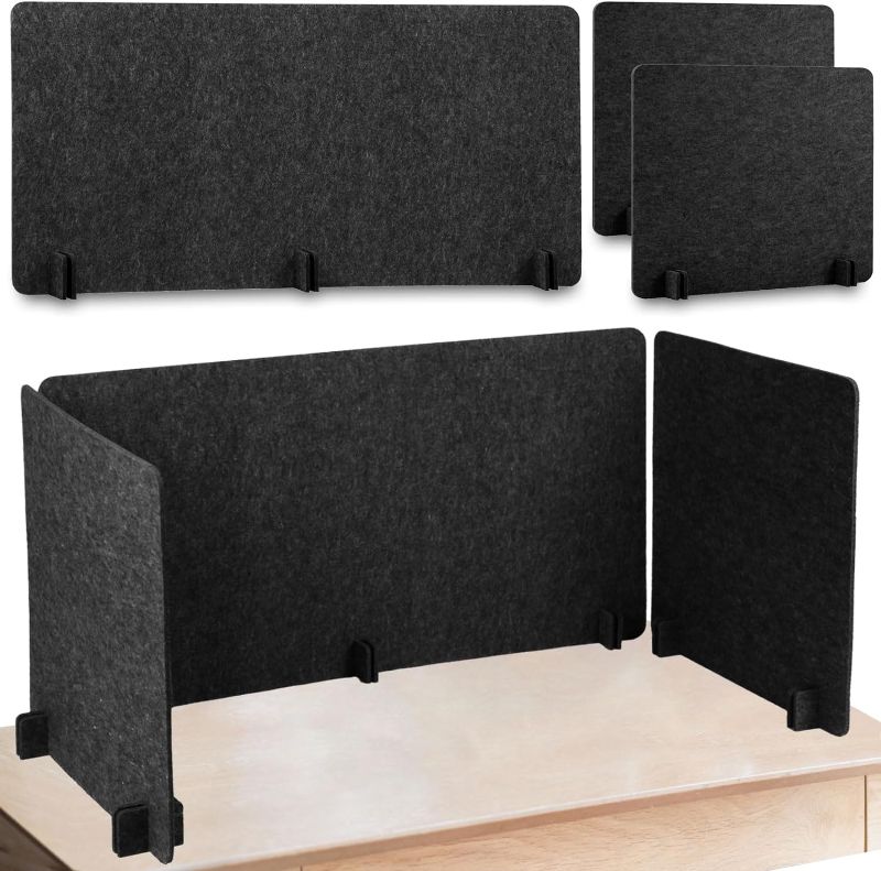 Photo 1 of Buryeah 3 Pcs Acoustic Desk Privacy Panel 23.6" x 47.2", 23.6" x 23.6" Stand up Freestanding Desk Divider Reducing Noise and Visual Distractions Desk Partition for Office Student Home School Area