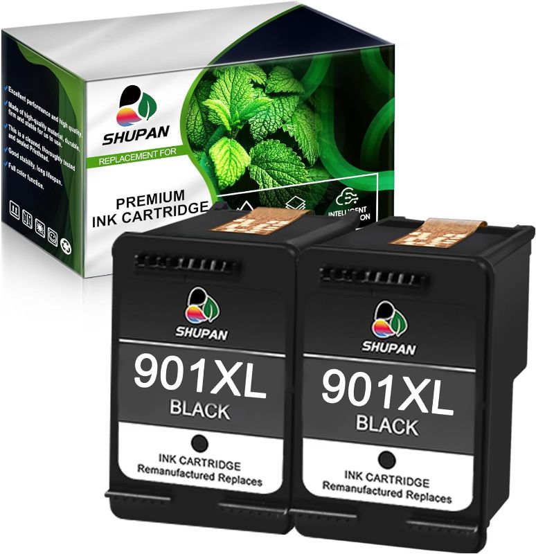 Photo 1 of 901 Black Ink Cartridges Value Pack Replacement for HP 901 901 XL Use with HP OfficeJet 4500 J4500 J4524 J4540 J4550 J4580 J4680c J4680 J4624 J4640 J4660 (2-Black)
