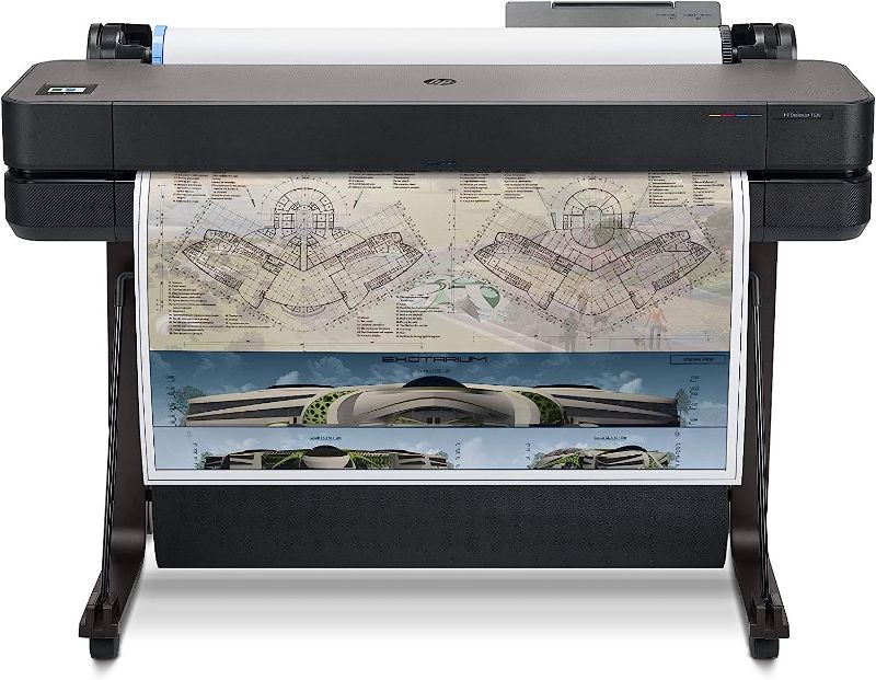 Photo 1 of HP DesignJet T630 (T600 Series) Large Format Wireless Plotter Printer - 36", with Auto Sheet Feeder, Media Bin & Stand (5HB11A), Black
