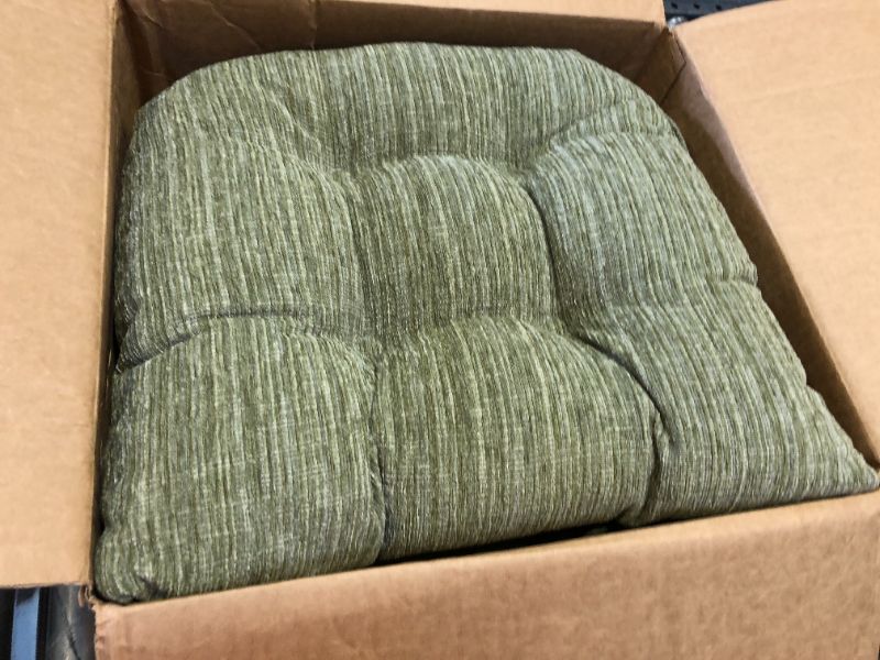 Photo 2 of The Gripper Twill Jumbo XL Non-Slip Rocking Chair Cushion Set with Thick Padding, Includes Seat Pad & Back Pillow with Ties for Indoor Living Room Rocker, 17x17 Inches, 2 Piece Set, Jade