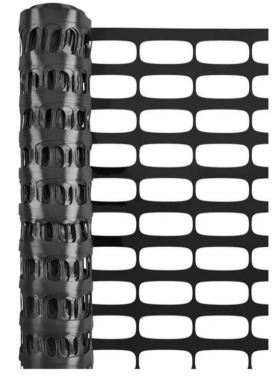 Photo 1 of Ohuhu Garden Fence Animal Barrier: 4x50 FT Reusable Netting Plastic Safety Fence Roll with Zip Ties, Temporary Pool Fence Snow Fence Construction Fencing for Poultry Deer Rabbits Chicken Dogs, Green 4' x 50' (5.3 lb/roll) Black