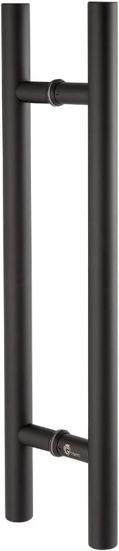 Photo 1 of TOGU TG-6012 60 inches Solid Standoffs Heavy-Duty Commercial Grade-304 Stainless Steel Push Pull Door Handle/Barn Door Pull Handle/Glass Pulls, Matte Black Finish
