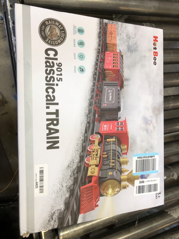 Photo 3 of Hot Bee Train Set - Train Toys for Boys w/Smokes, Lights & Sound, Toy Train w/Steam Locomotive, Cargo Cars & Tracks, Toddler Model Train Set for 3 4 5 6 7 8+ Year Old Kids Birthday Gifts
