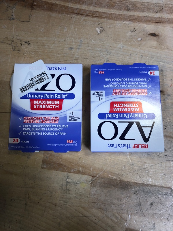 Photo 2 of ++2 PACK++ AZO Urinary Pain Relief Maximum Strength | Fast relief of UTI Pain, Burning & Urgency | Targets Source of Pain | #1 Most Trusted Brand | 24 Tablets AZO Max Strength 24CT