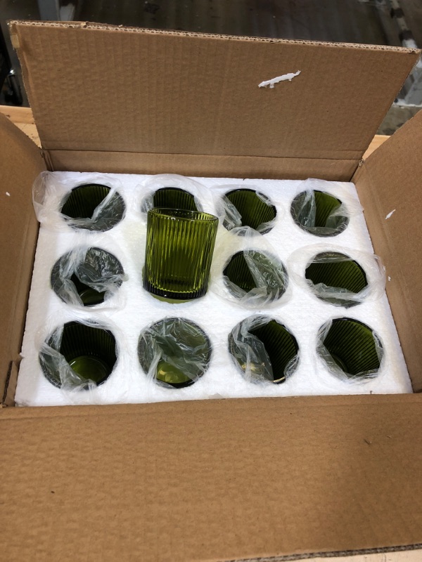 Photo 2 of 24 Pcs Green Votive Candle Holders, Vintage Glass Candle Holder for Tea Lights & Wedding Centerpieces, Tea Lights Candle Holders for Tables Party Table Decor (Green,24) Green 24