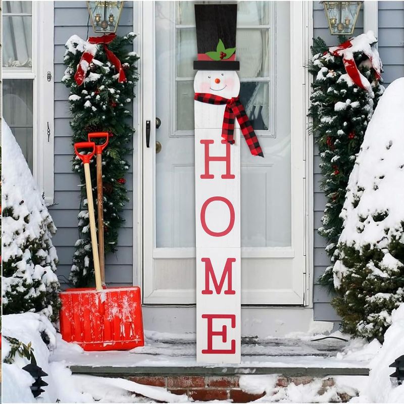 Photo 1 of Defined Deco 47"Home Sign for Front Door,Christmas Snowman Porch Sign,Farmhouse Standing Welcome Sign for Front Porch Decor,Hanging Porch Sign Christmas Decorations for Indoor Outdoor Wall Decor.

