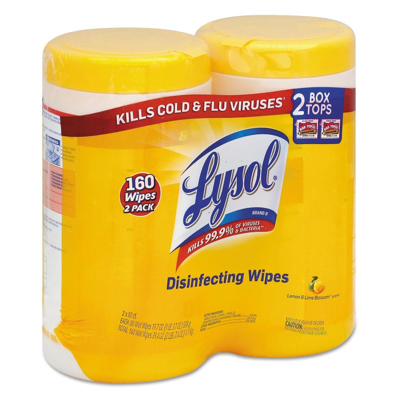 Photo 1 of Lysol Disinfectant Wipes, Multi-Surface Antibacterial Cleaning Wipes, For Disinfecting and Cleaning, Lemon and Lime Blossom, 80 Count (Pack of 2)