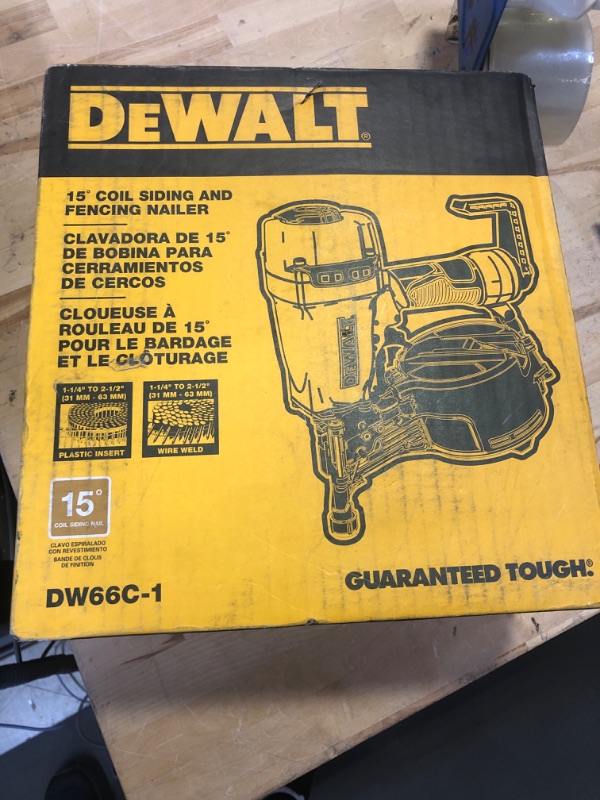 Photo 2 of DEWALT DW66C-1 2-1/2 Inch 15 Degree Coil Siding and Fencing Nailer