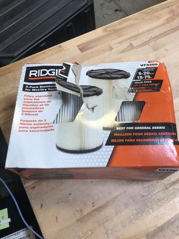 Photo 1 of RIDGID 2 PCK WET/DRY VACUUM FILTER